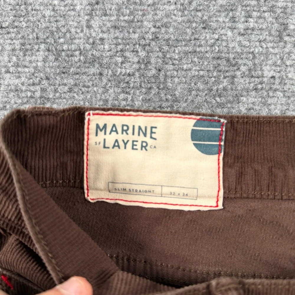 Marine Layer Corduroy Pants Mens 32x34 Brown Slim Straight Casual Workwear